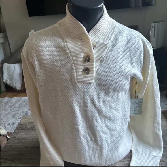 Tommy John Cream Sweater with Button Detail - Picture 6 of 7